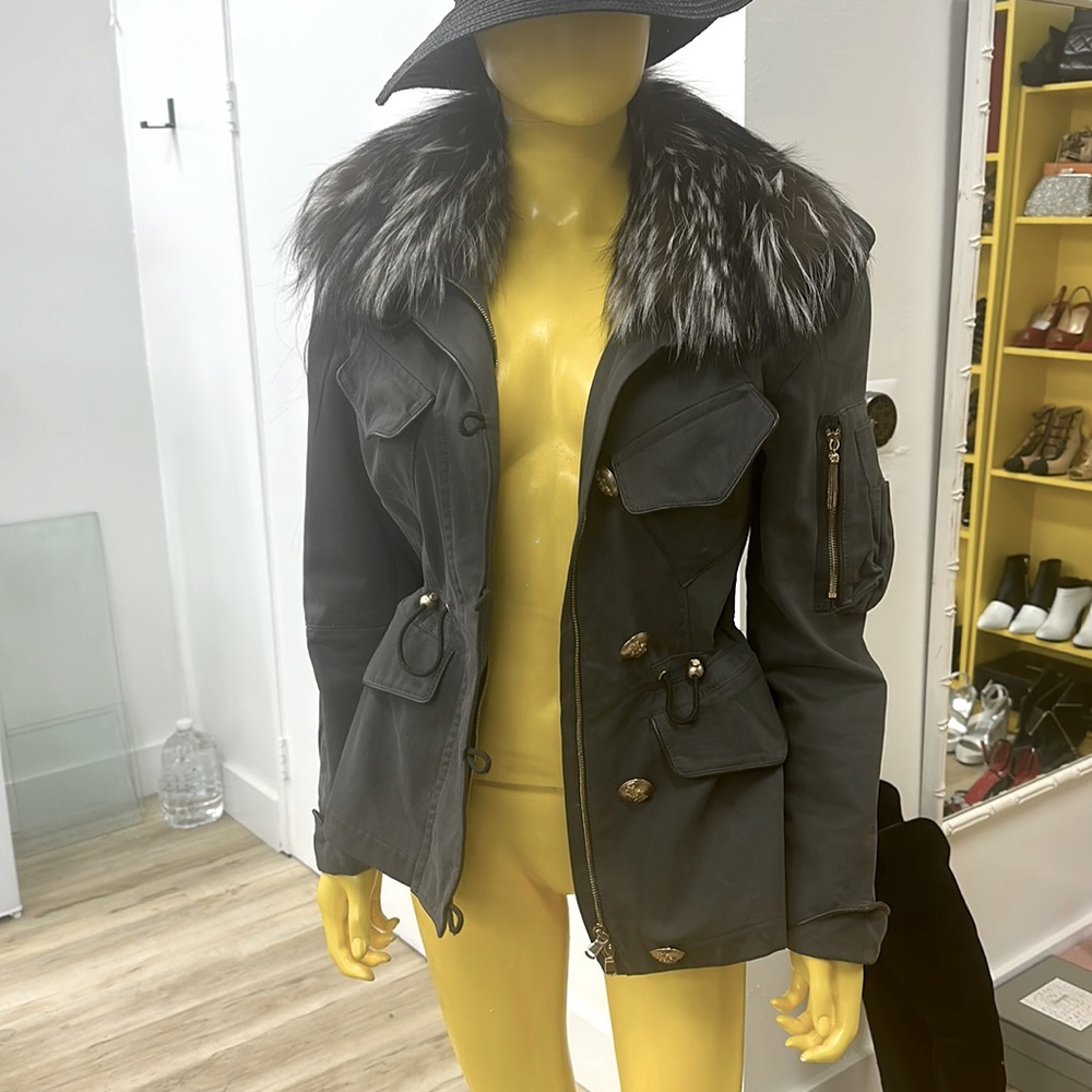 Emilio Pucci Army Color utility jacket with Fox Collar/M -40 - Picture 1 of 10
